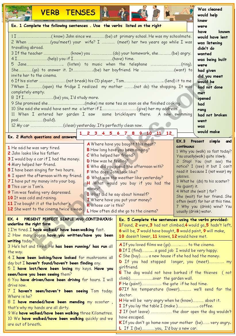 Verb tenses: practice worksheet