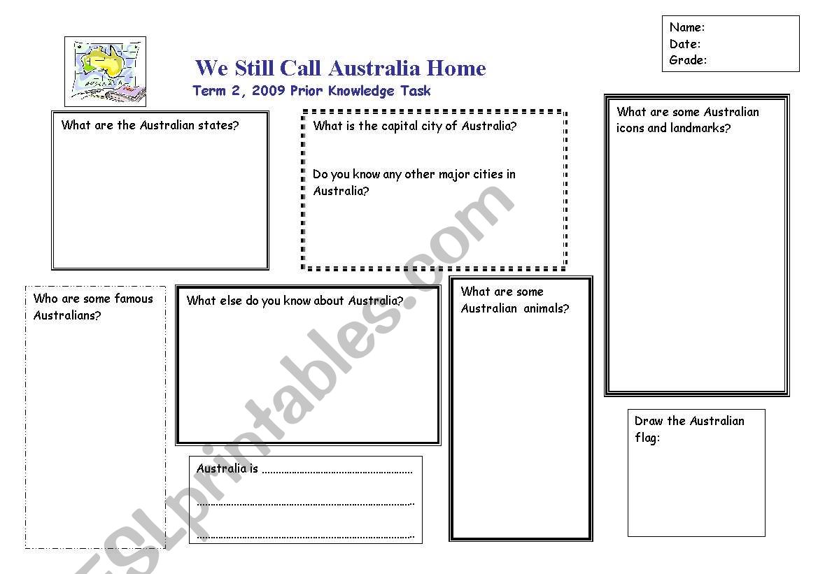 Prior Knowledge Task for We Still Call Australia Home unit