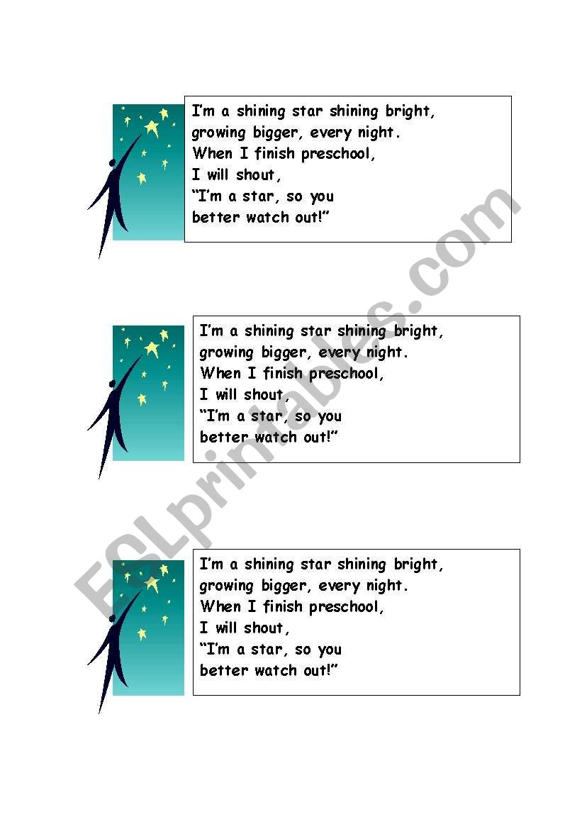 Preschool song worksheet