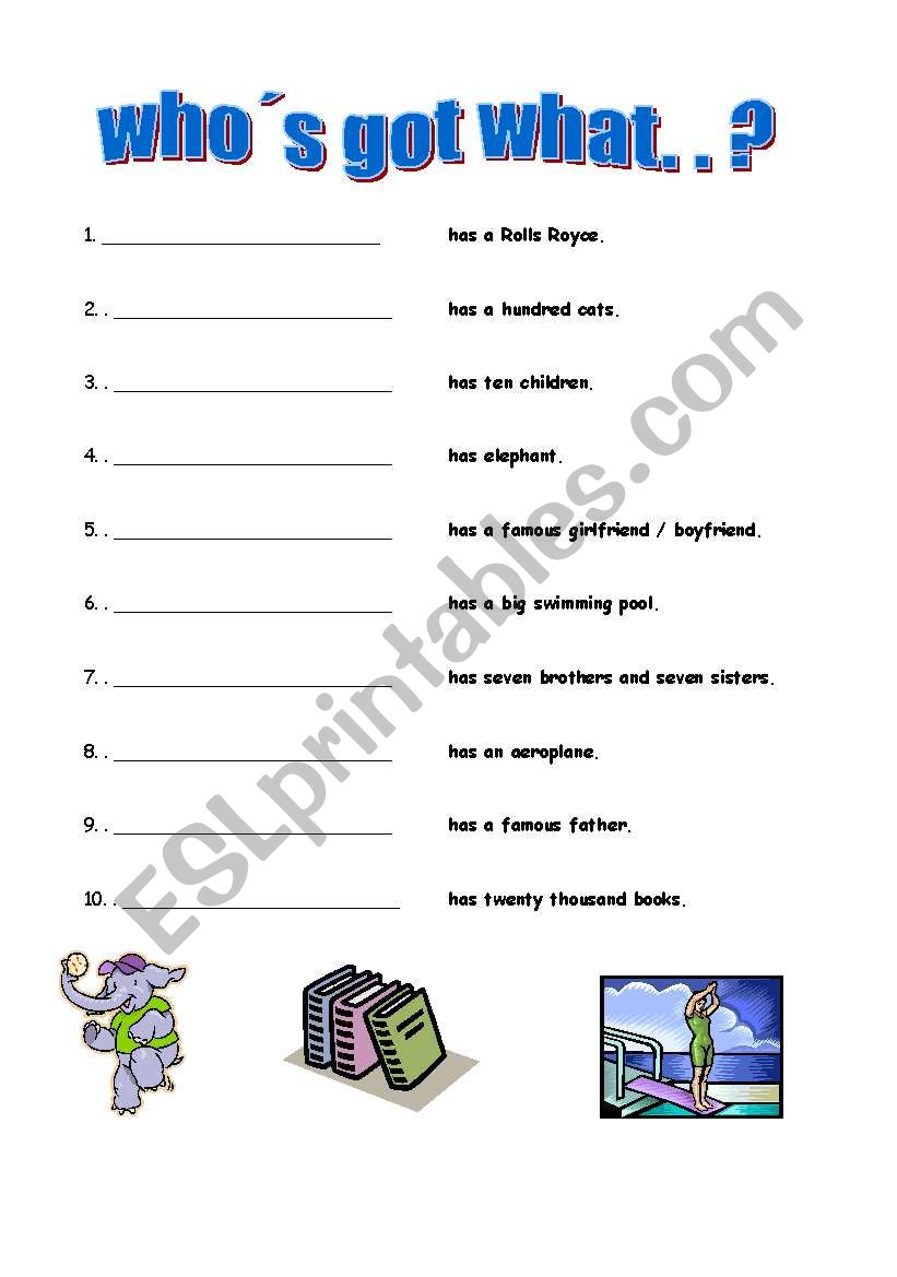 Have - Have got worksheet