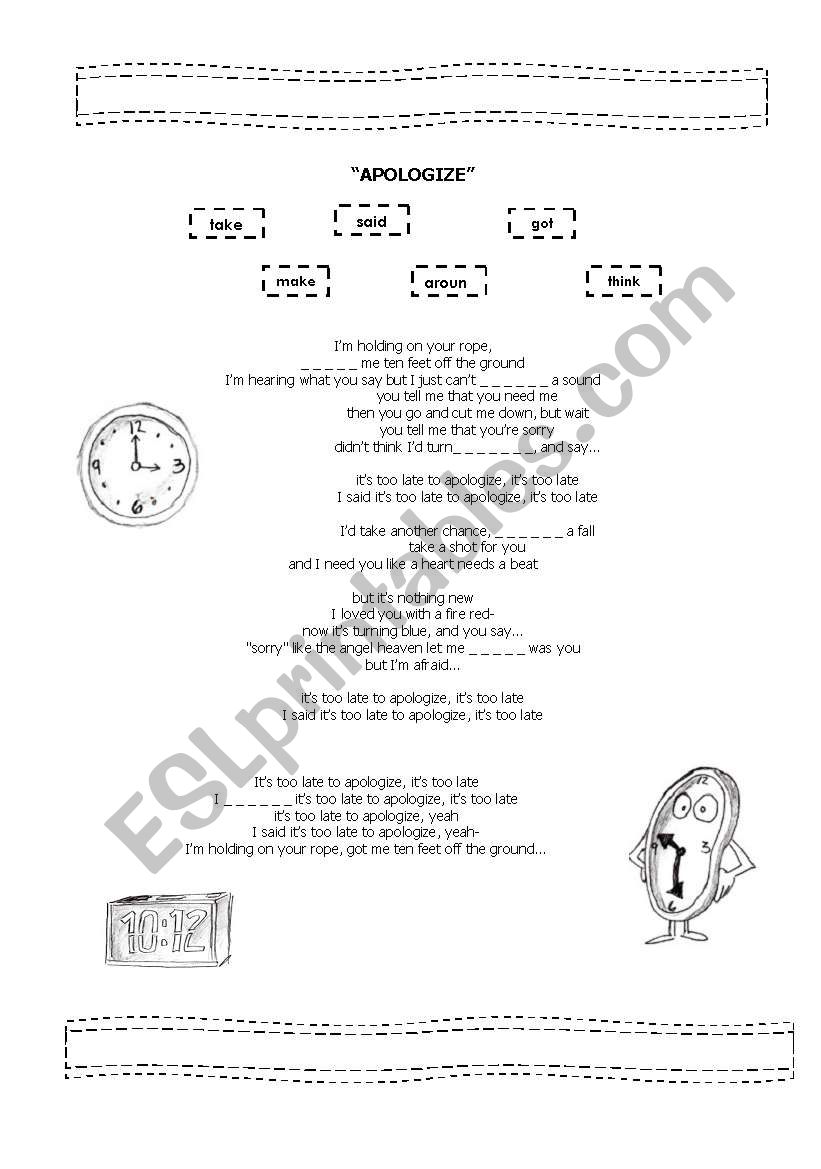 APOLOGIZE worksheet