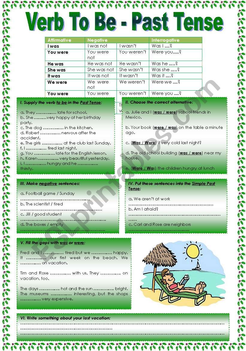 Verb To Be - Past Tense worksheet