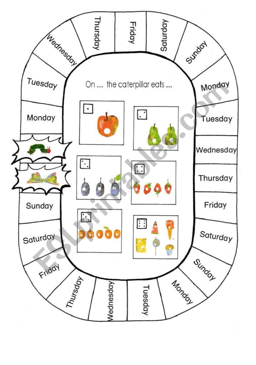 Caterpillar game worksheet