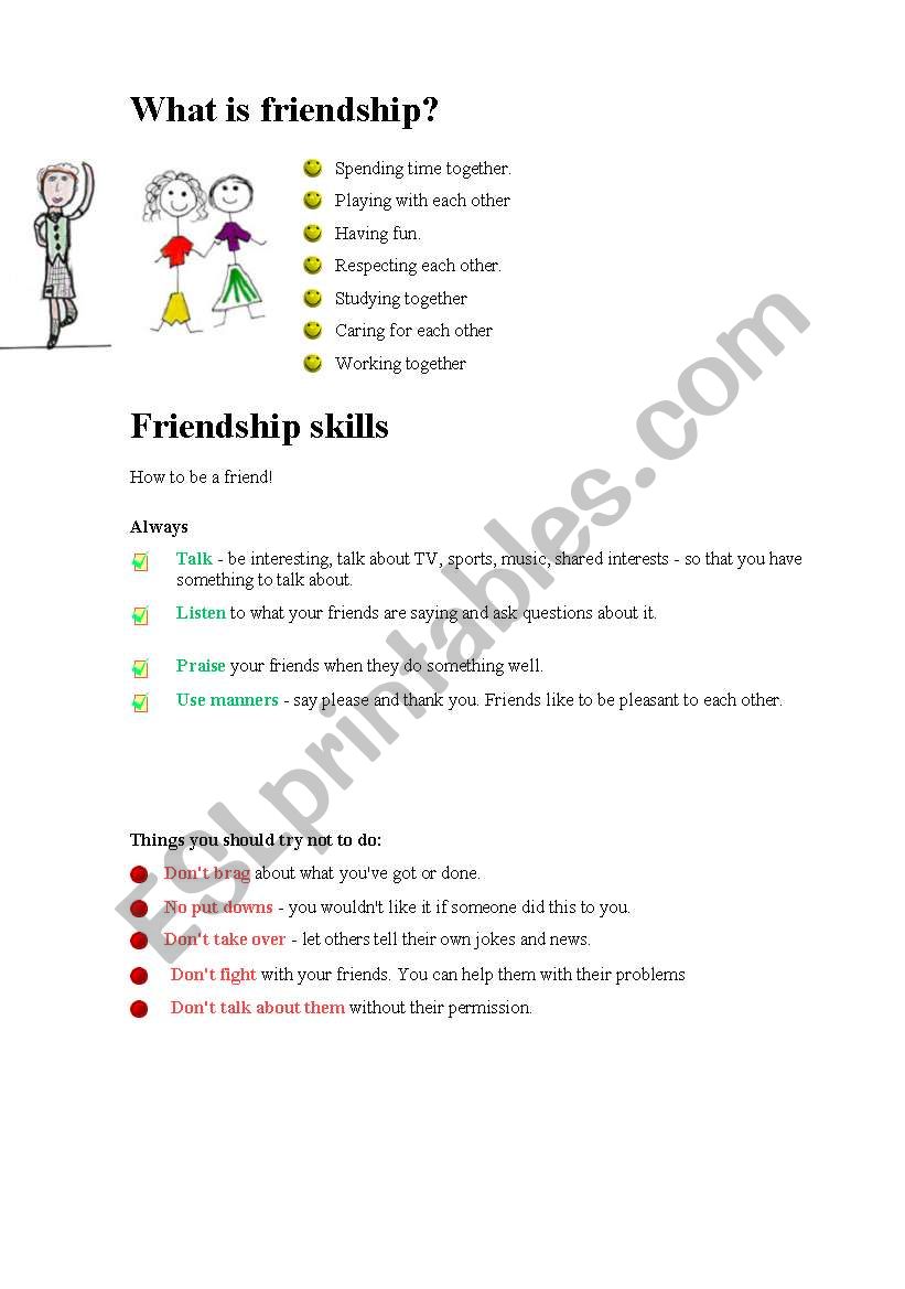 Frienship worksheet
