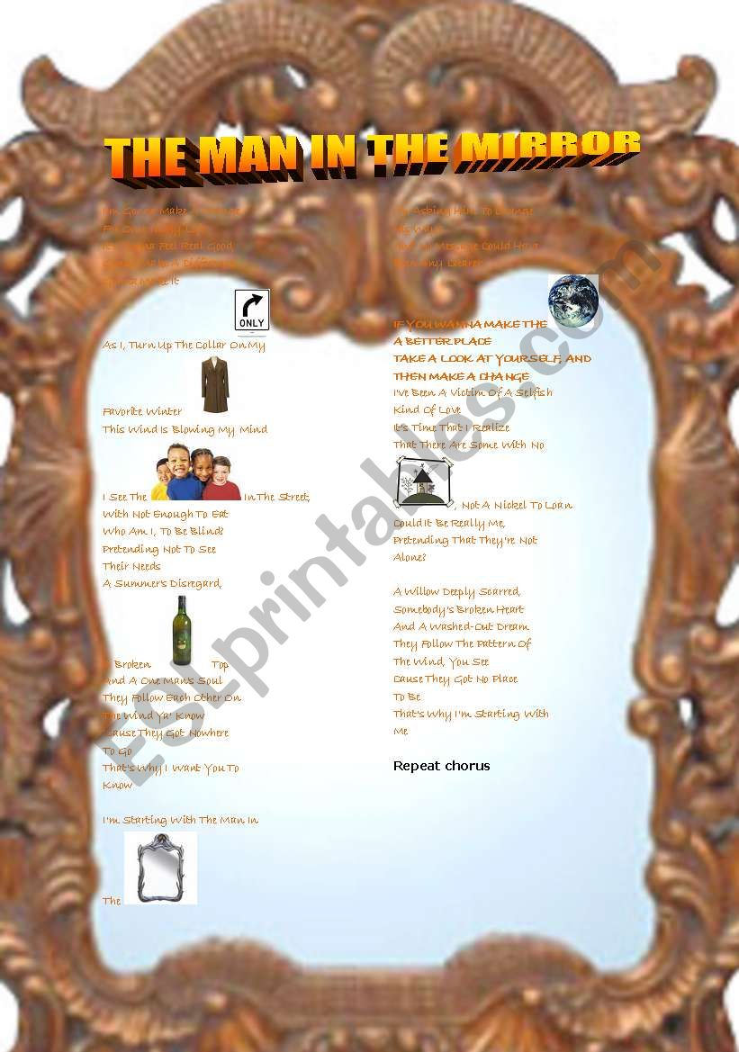 The Man in the Mirror worksheet