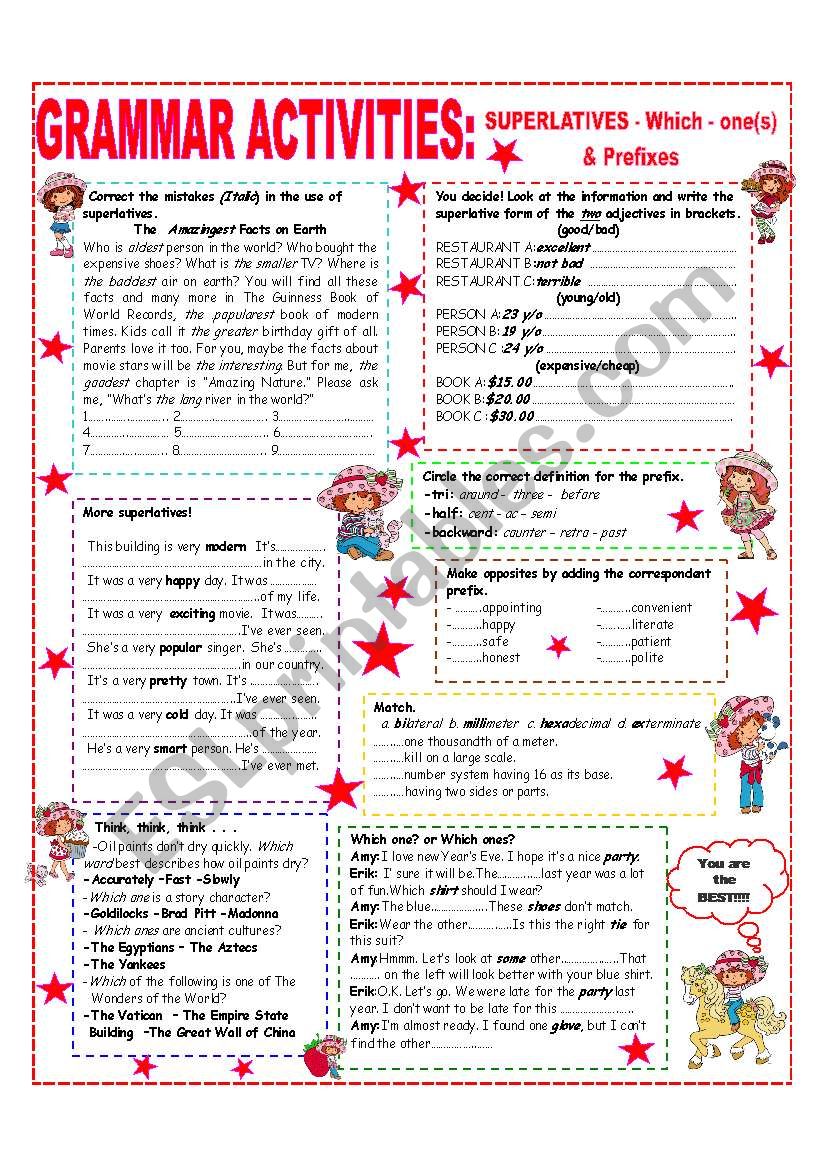 SUPERLATIVES - WHICH - ONE/S - PREFIXES