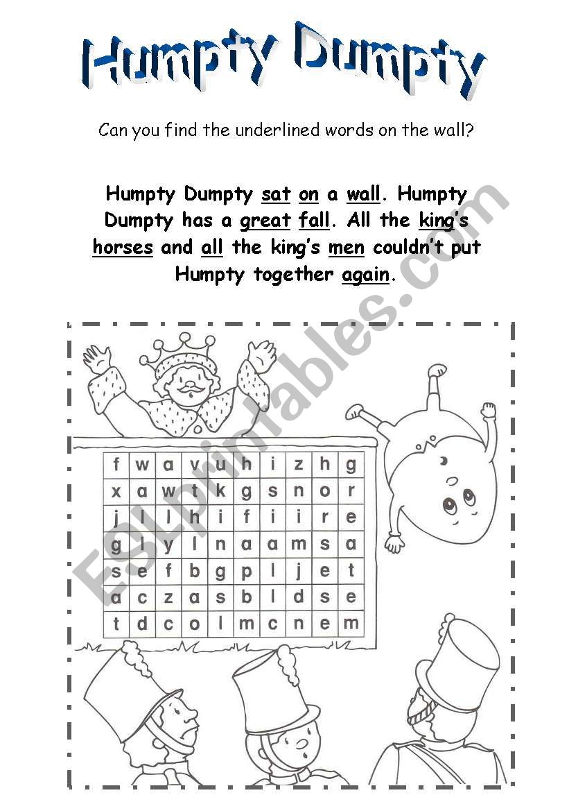 Humpty Dumpty worksheet