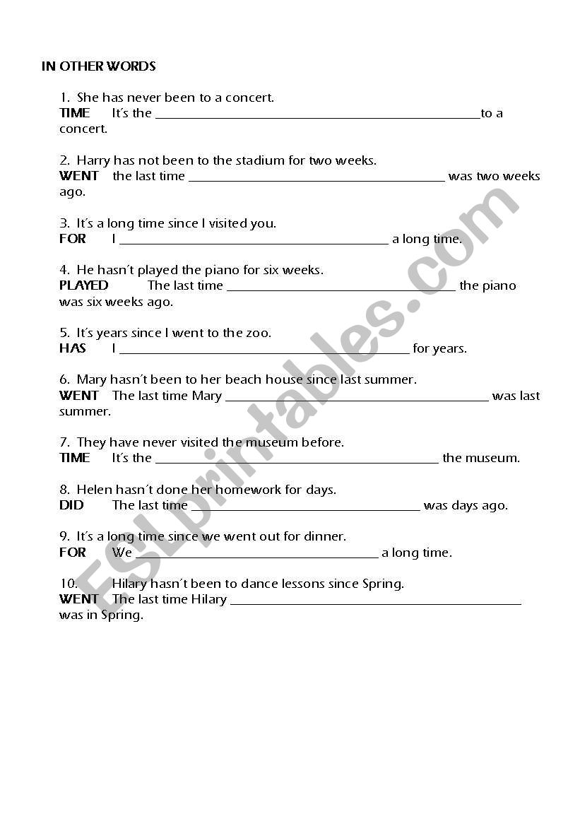 transformations worksheet