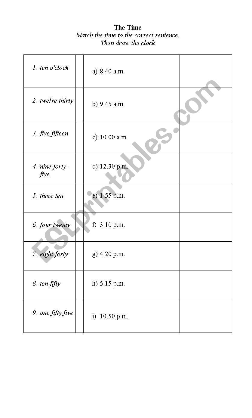 Telling the Time worksheet