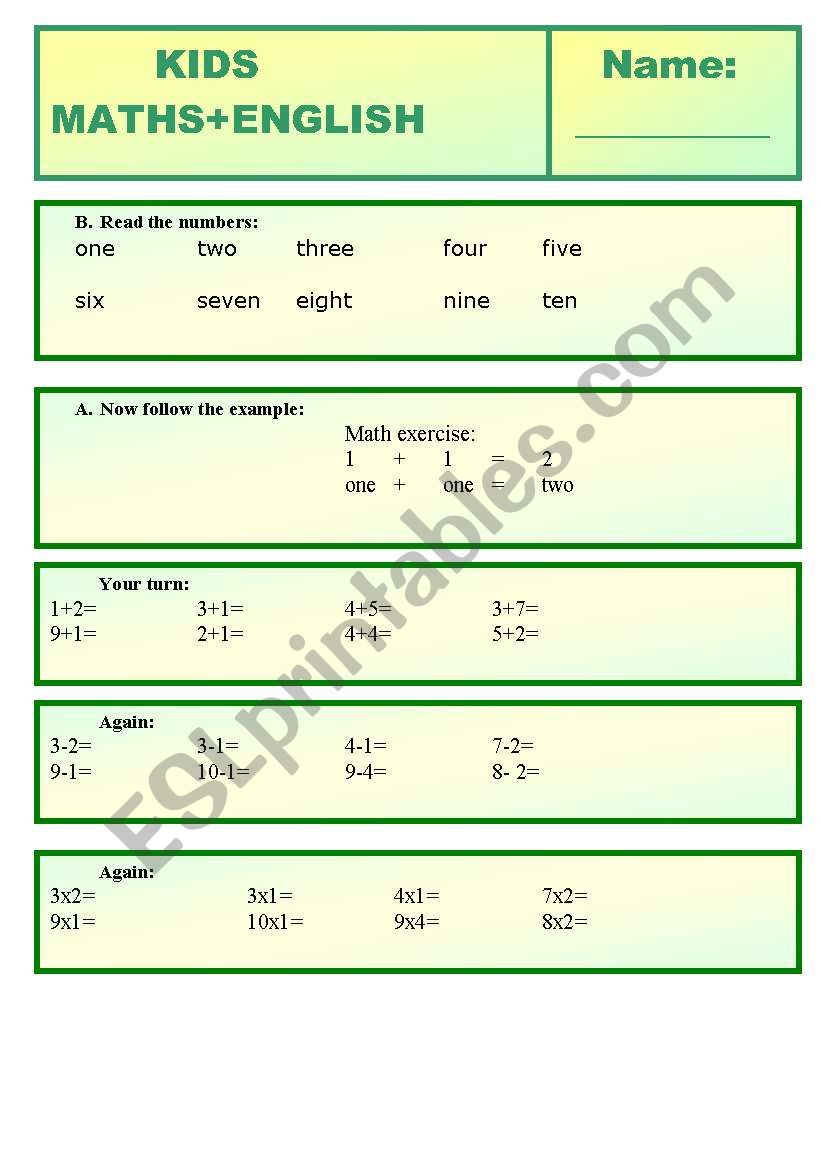 Maths and English for kids and juniors