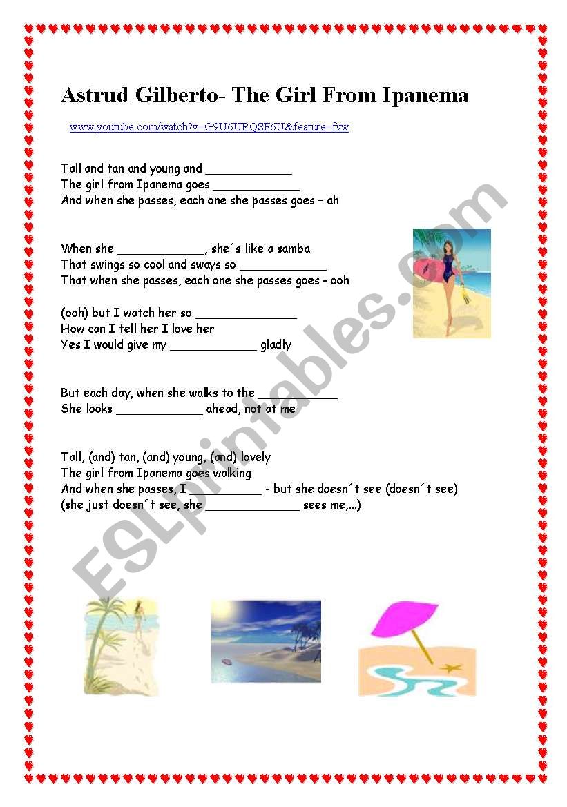 The girl from Ipanema - Song worksheet