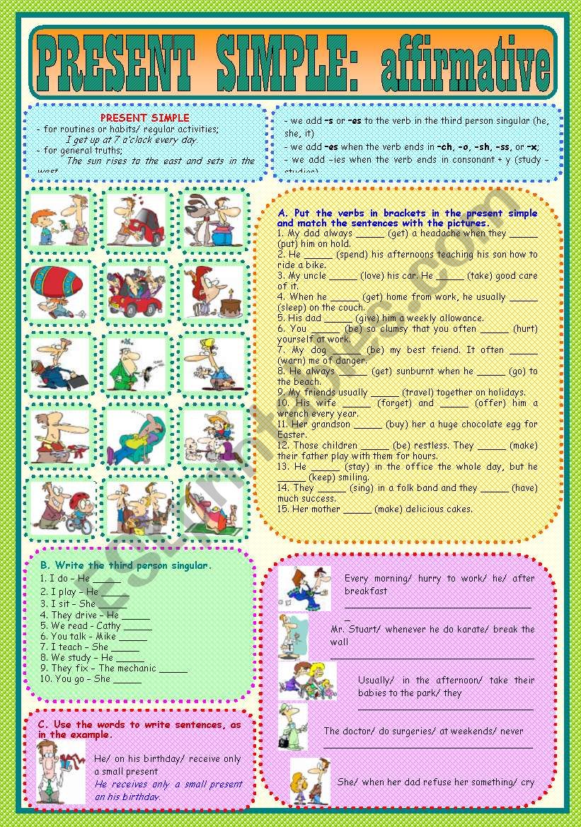 Present Simple: affirmative worksheet