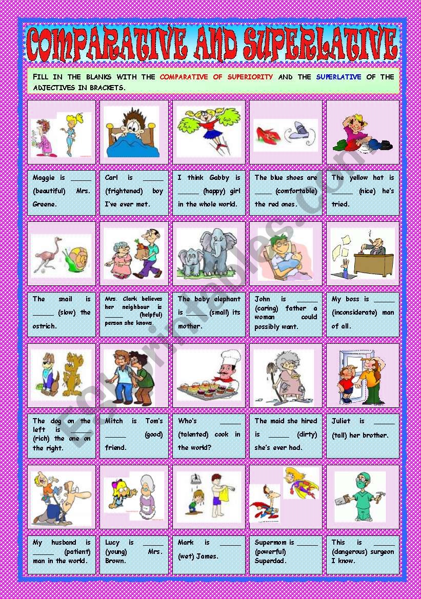 Comparative and Superlative worksheet