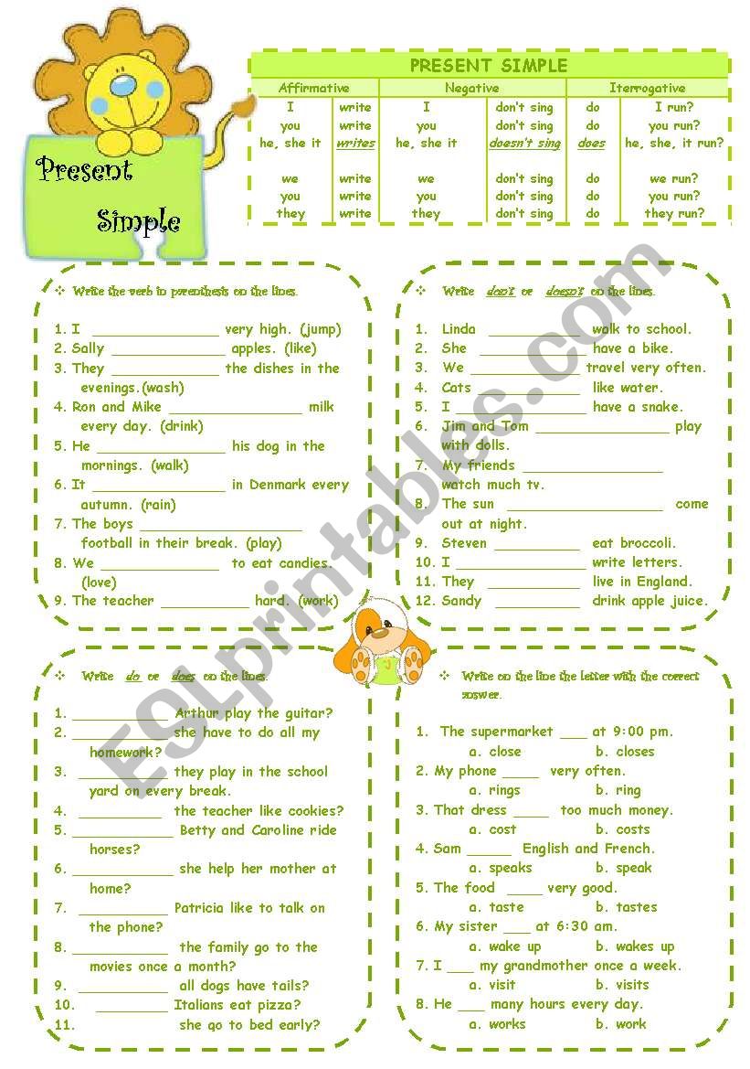 Present simple  worksheet