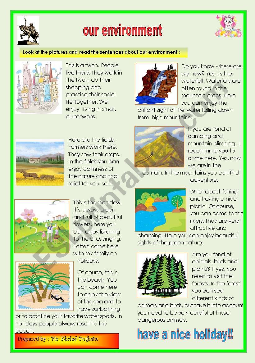our environment worksheet