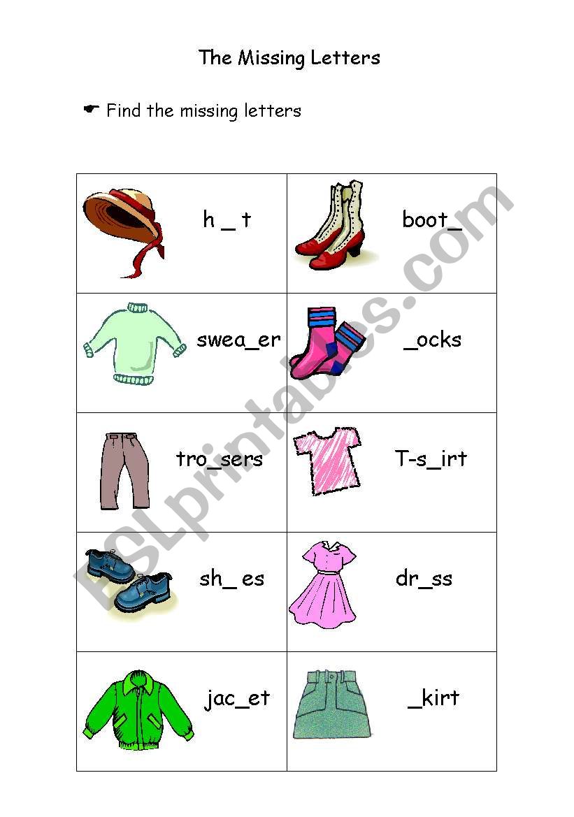 The missing letter - clothes fun