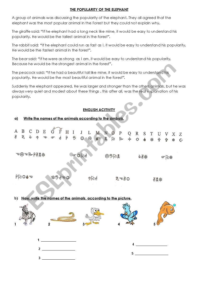 animals worksheet