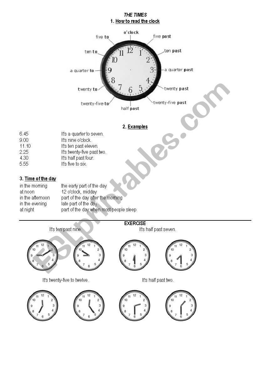 the times worksheet