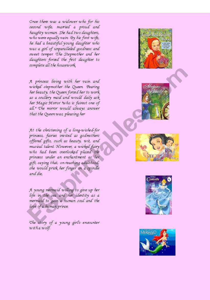 Fairytales worksheet