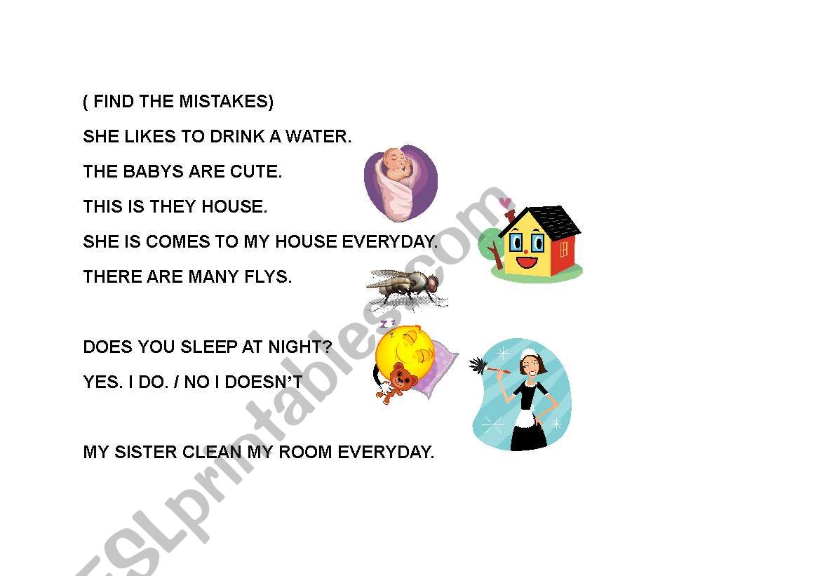 FIND THE MISTAKES worksheet