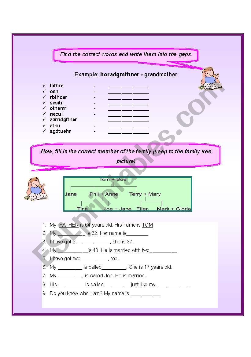 family members worksheet