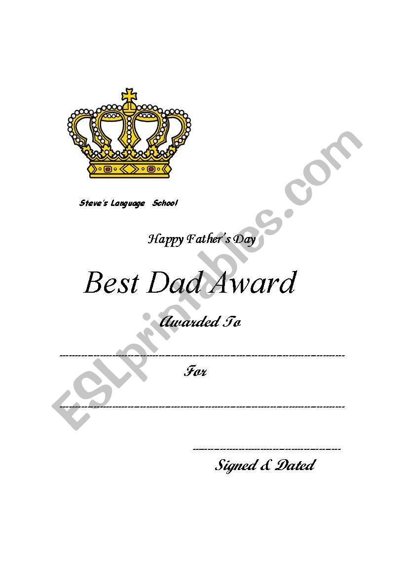 Fathers Day worksheet