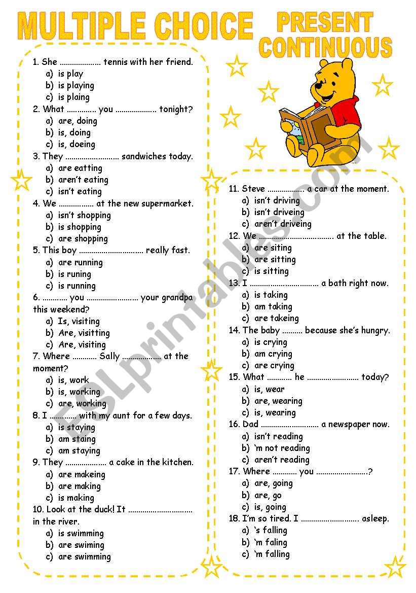 Verb Tense Multiple Choice Worksheet