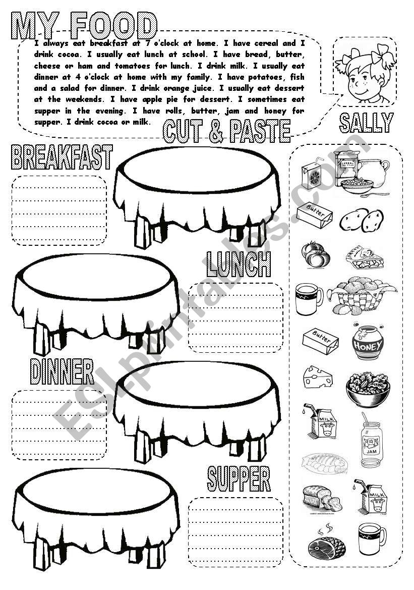 MY FOOD CUT & PASTE (1) worksheet