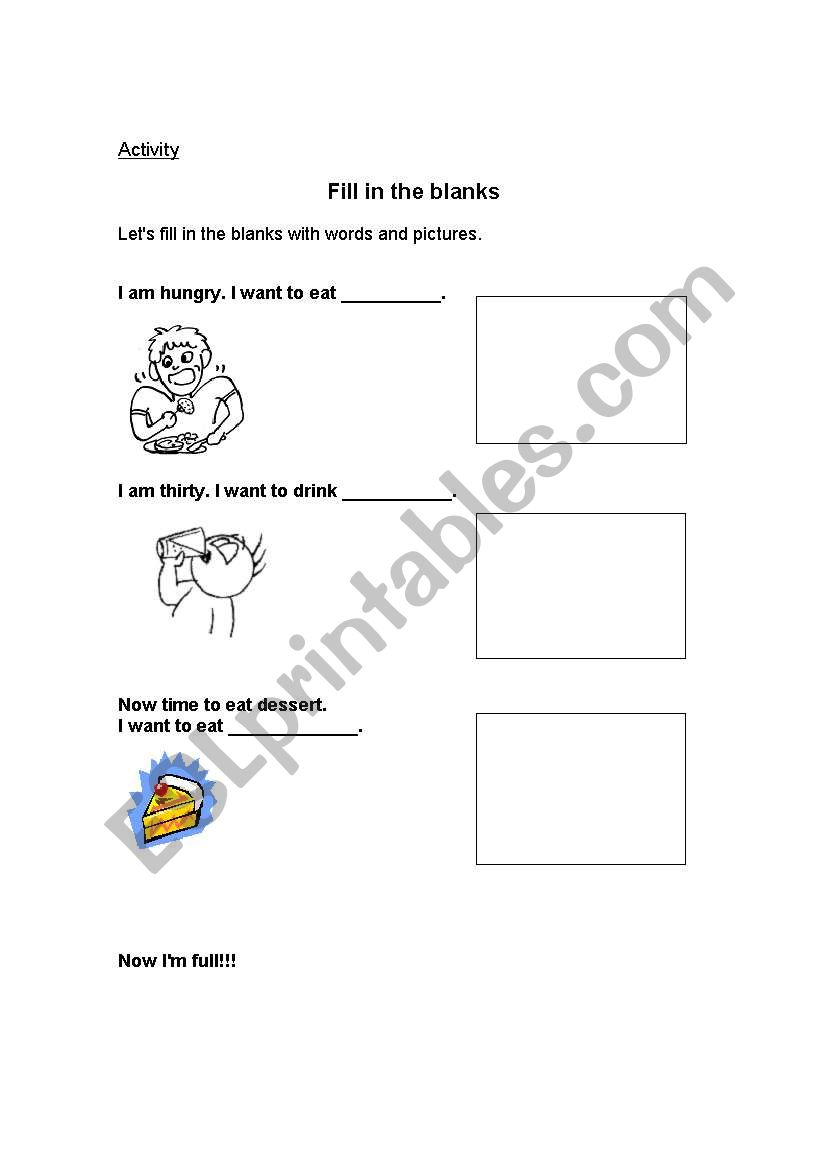 Food/Drink/Dessert worksheet