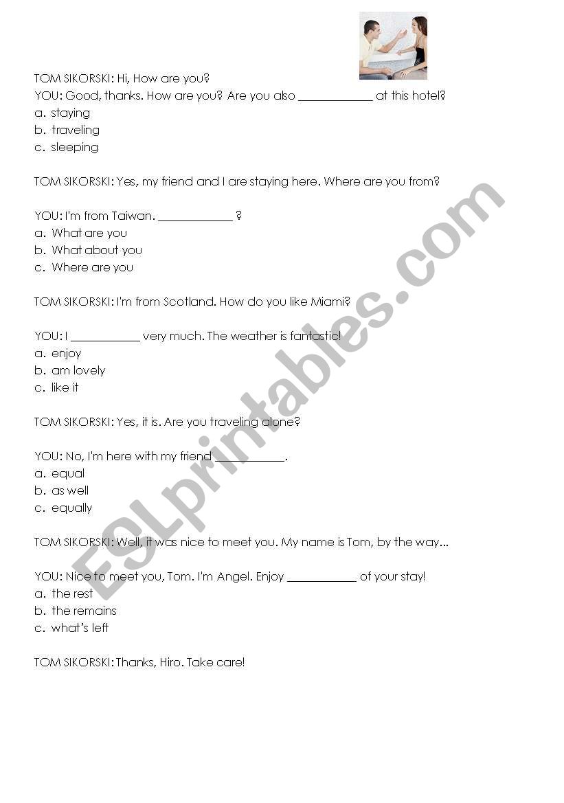 Travel English Quiz worksheet