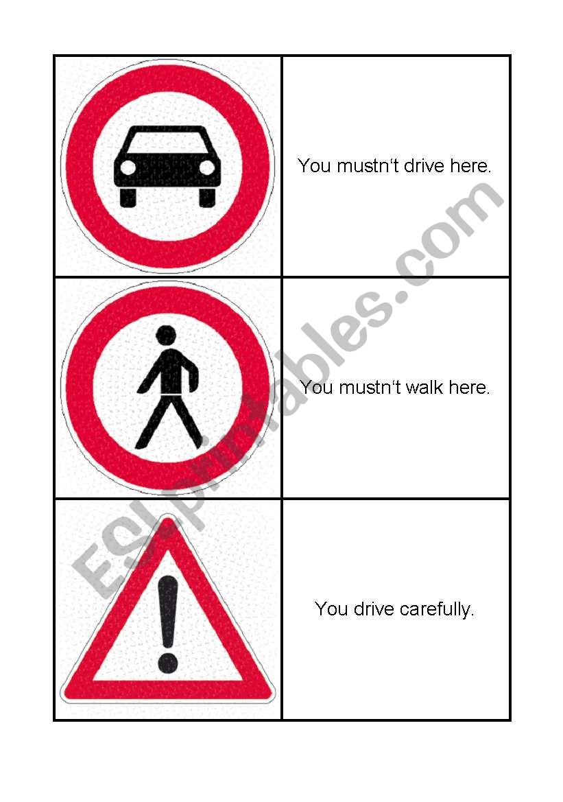 Road signs to train must and mustnt.  4/4