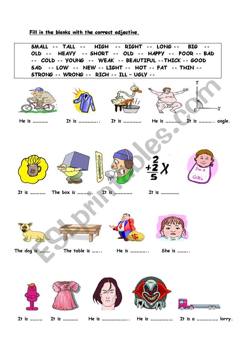 adjectives worksheet