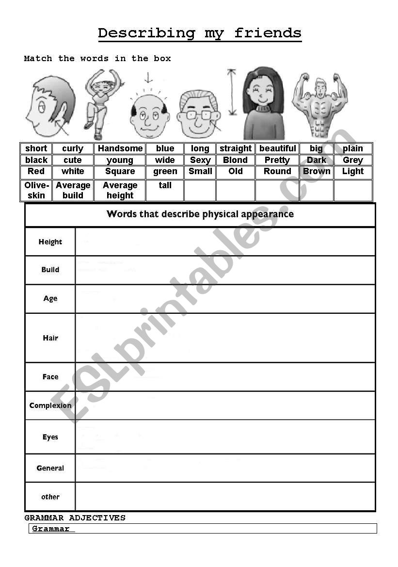 describing person worksheet