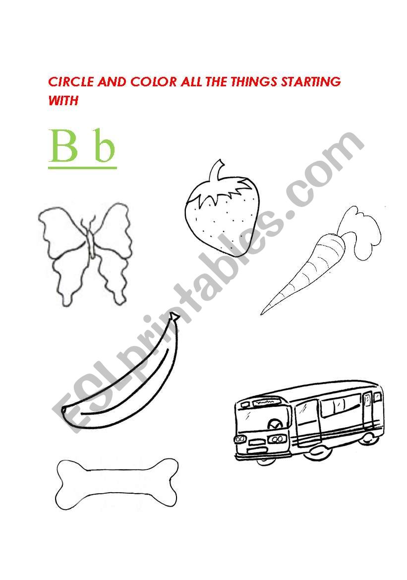 ALPHABETS: LETTER B worksheet