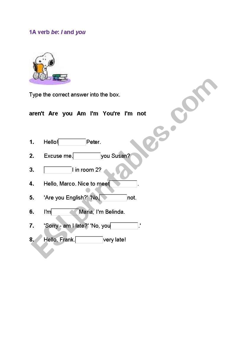 Verb be worksheet