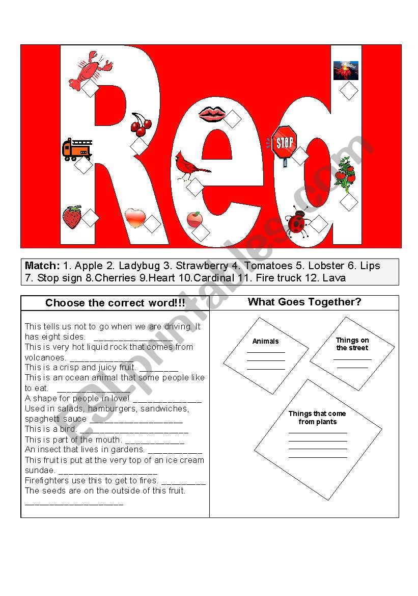 Red Things worksheet