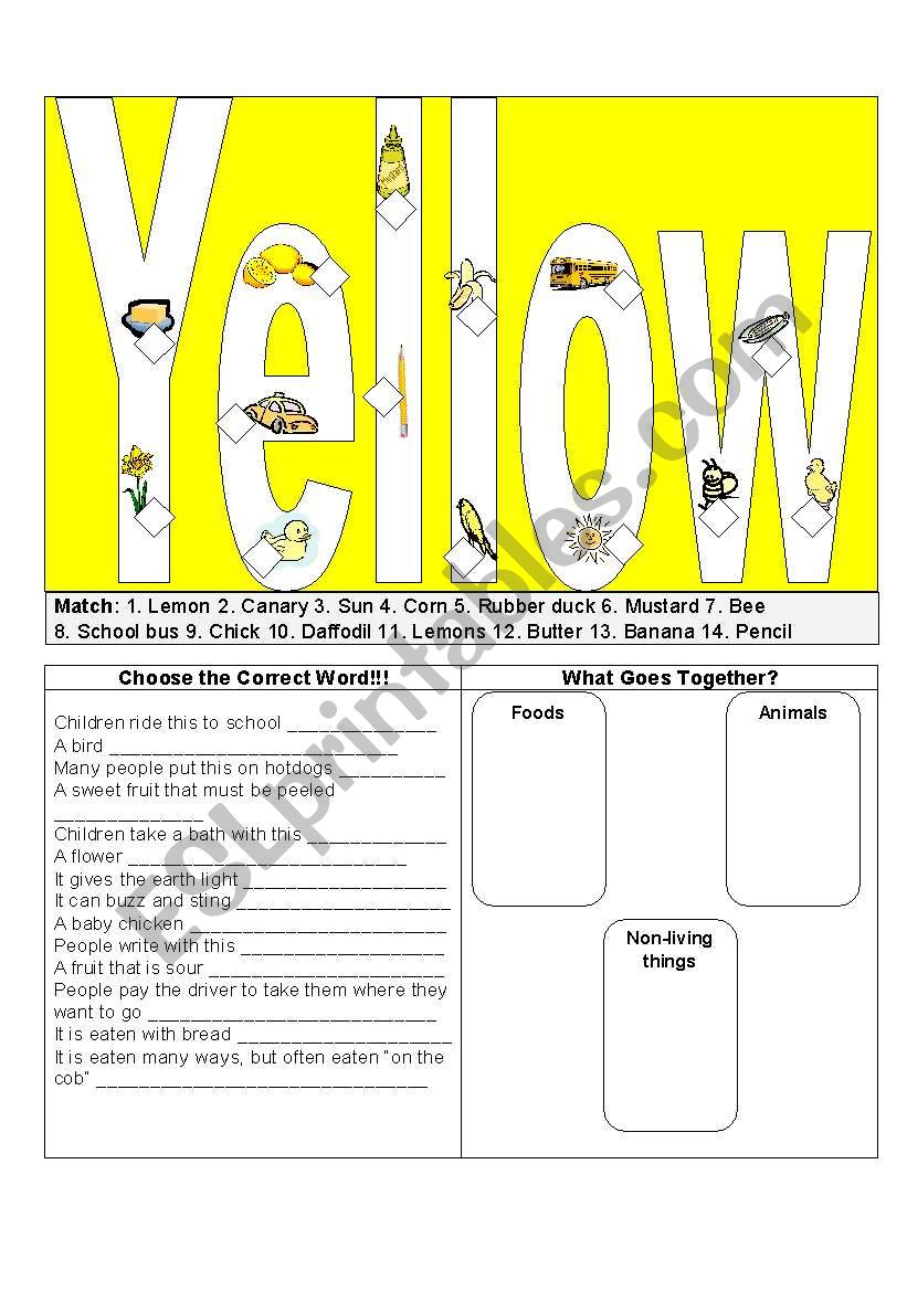 Yellow Things  worksheet
