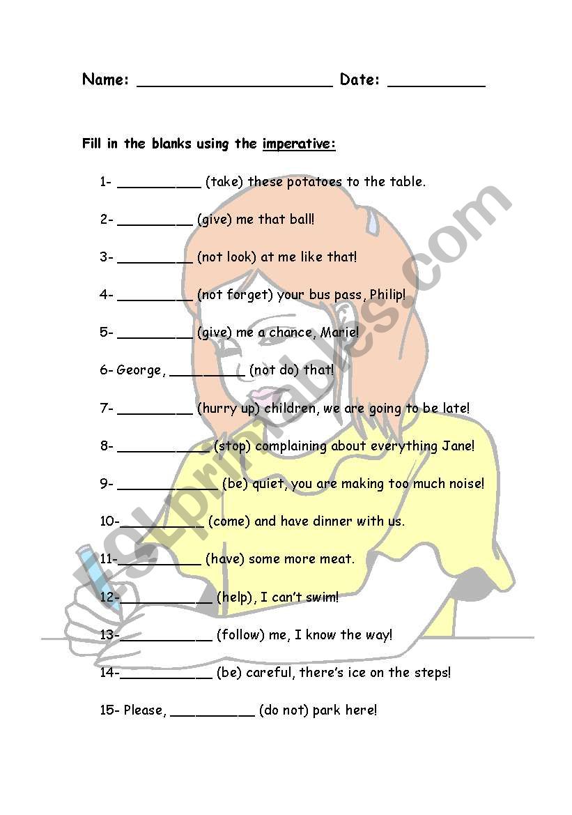 Imperative exercises worksheet