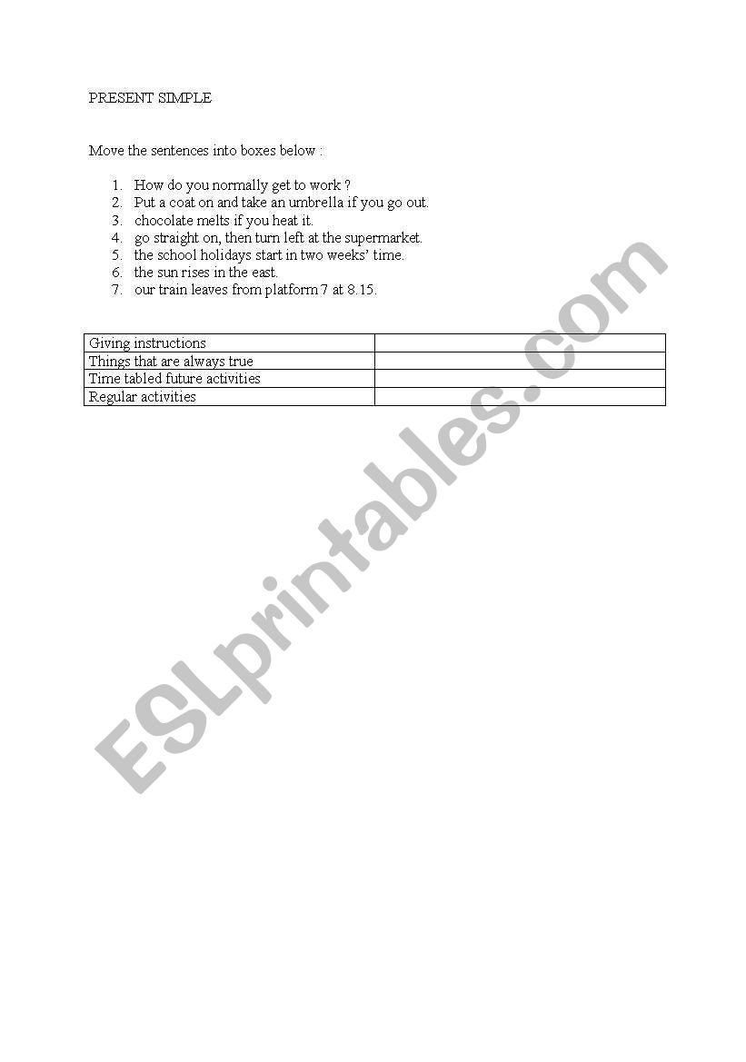 present simple exercise worksheet