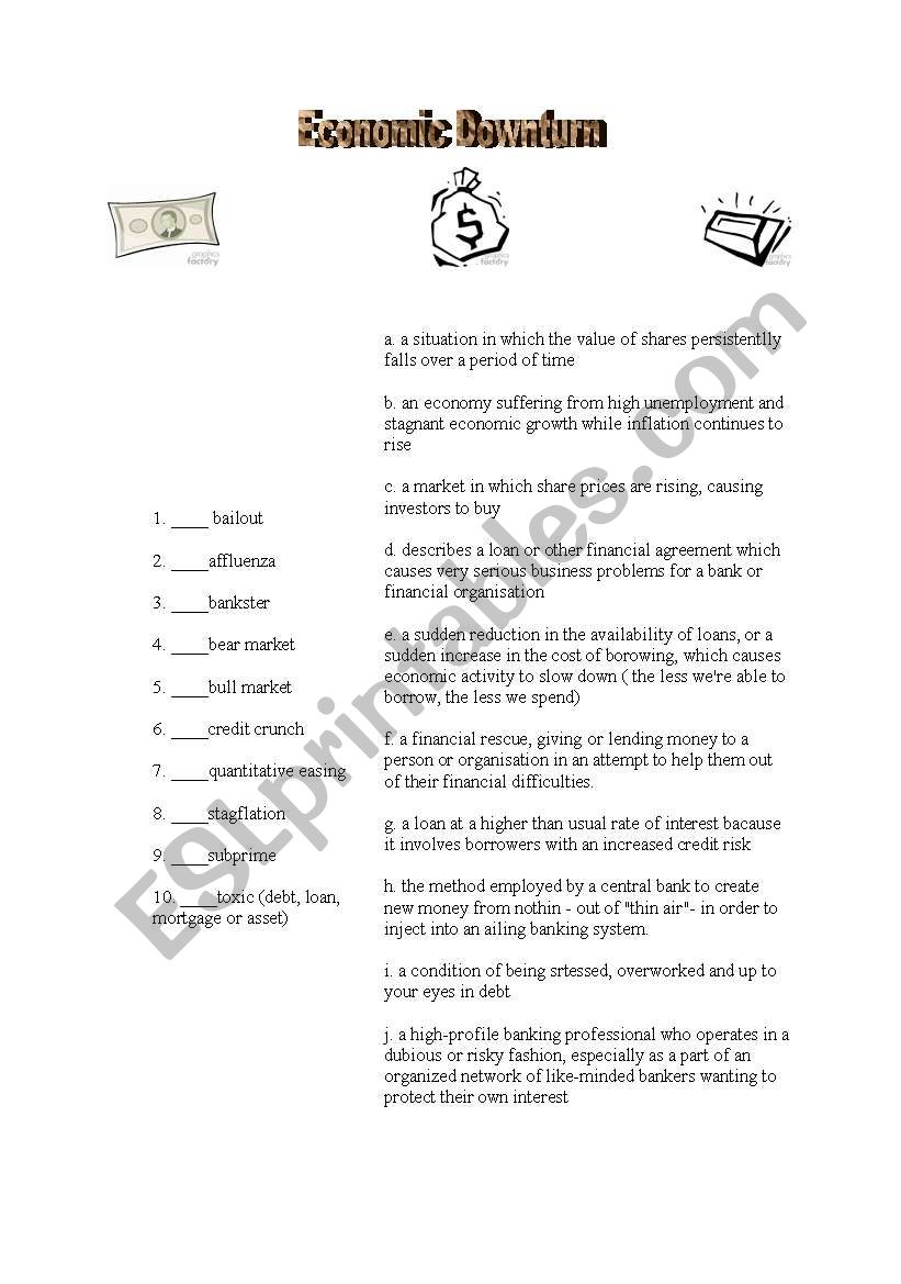 Economic Downturn worksheet