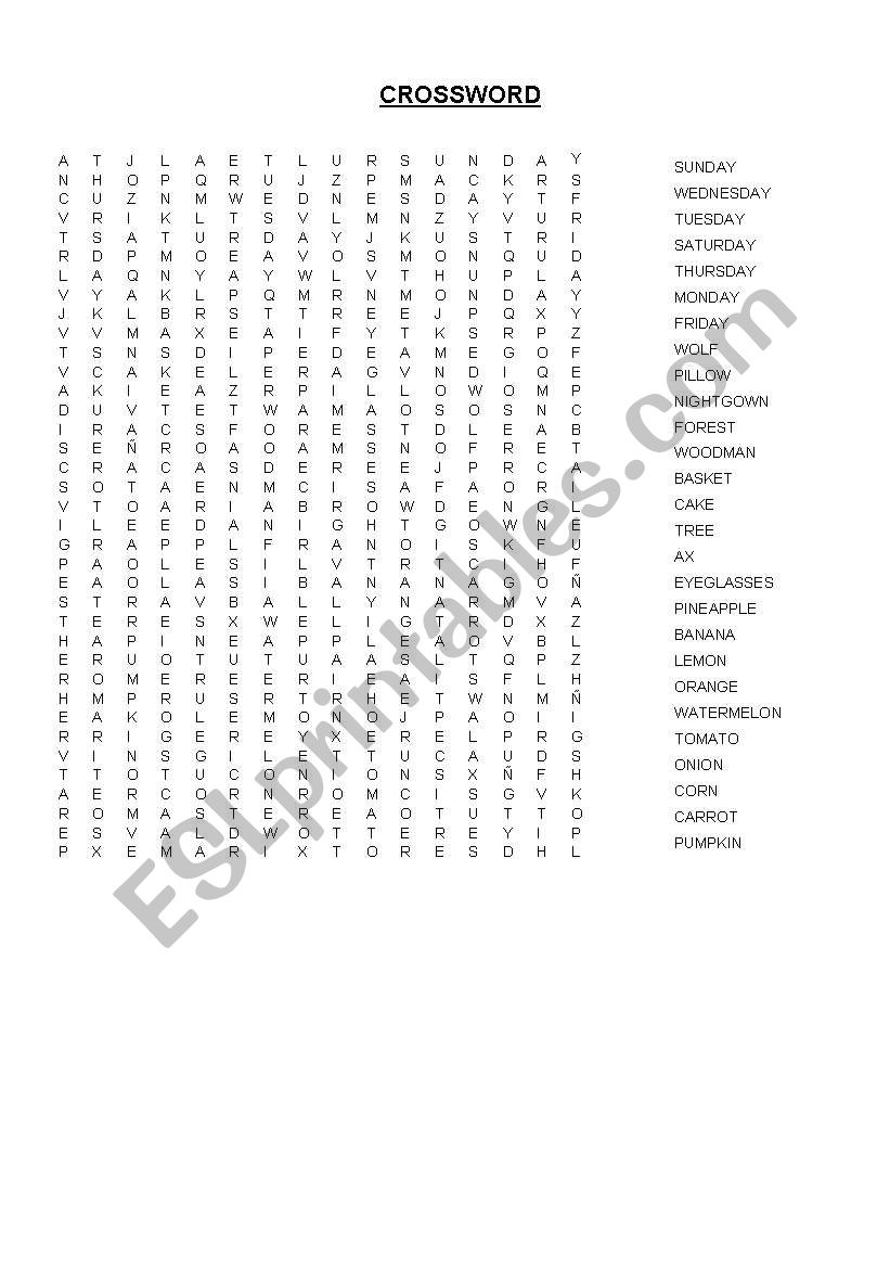 CrossWord worksheet