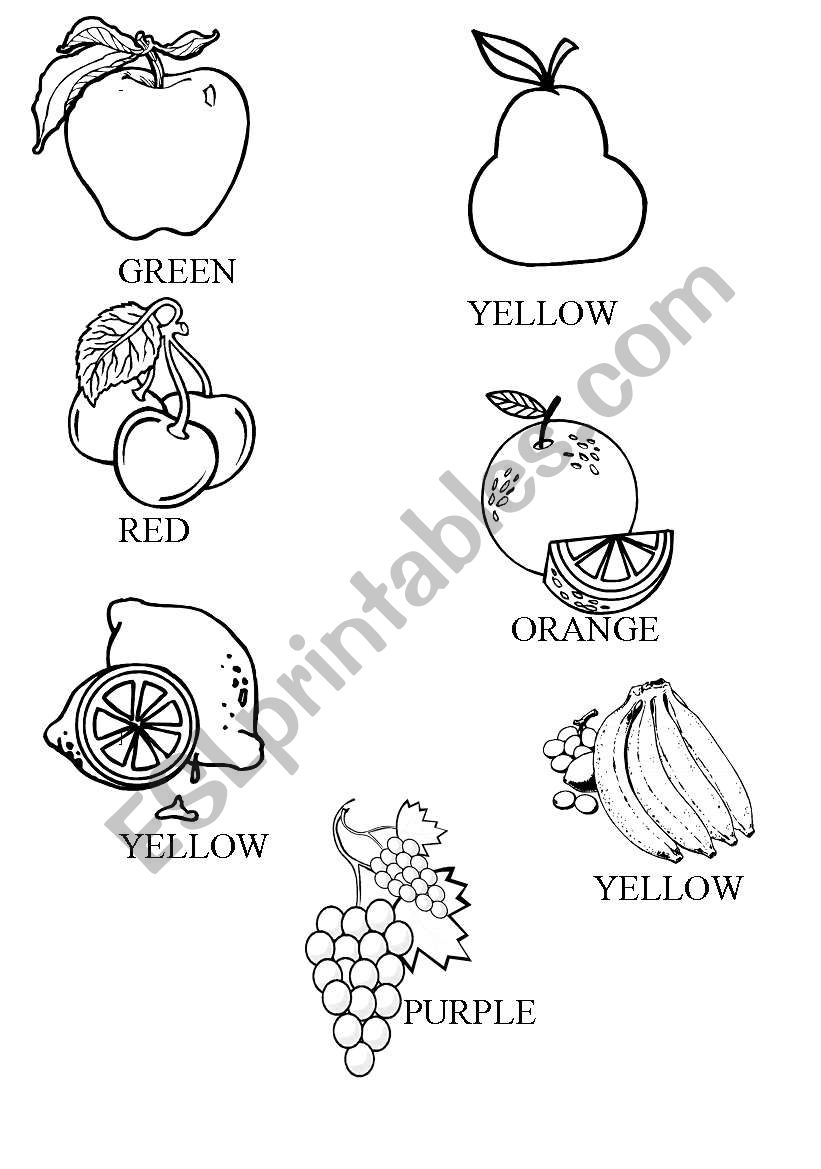 Color the fruits worksheet