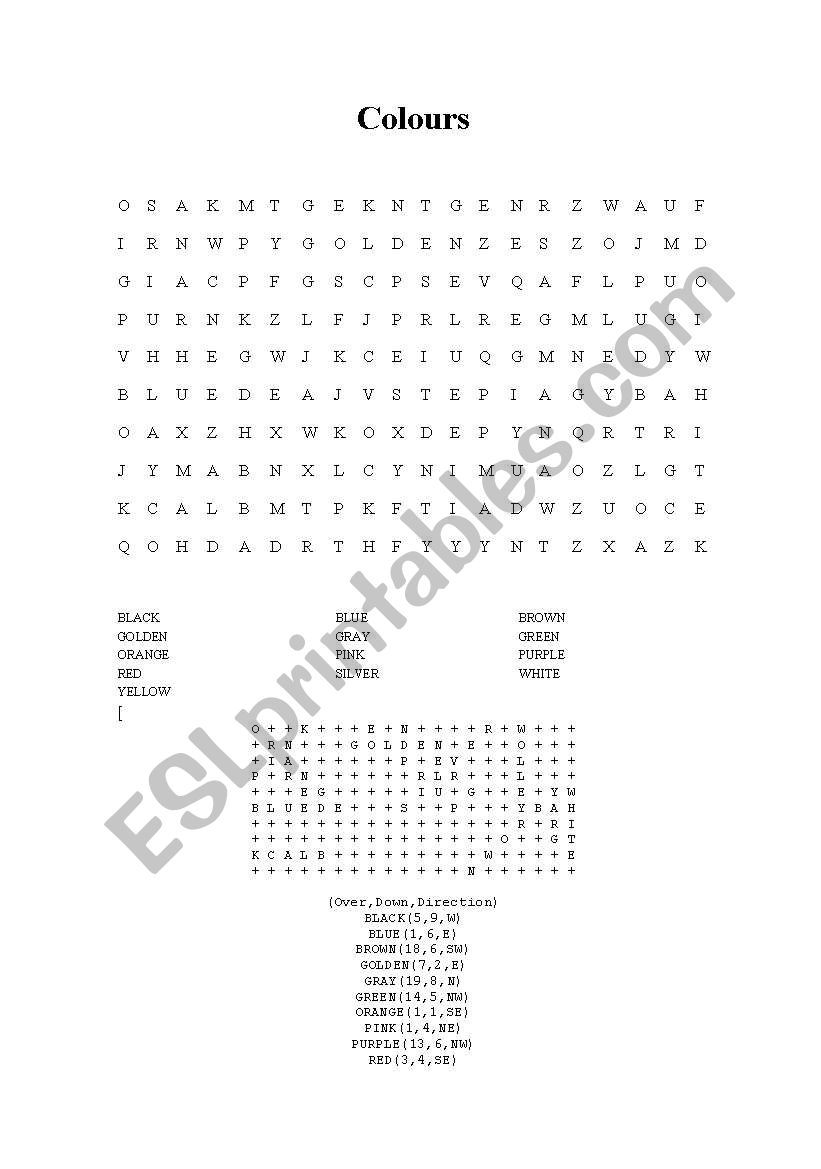 Colours worksheet