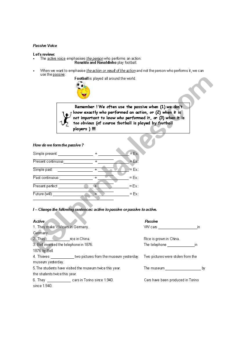 passive voice worksheet