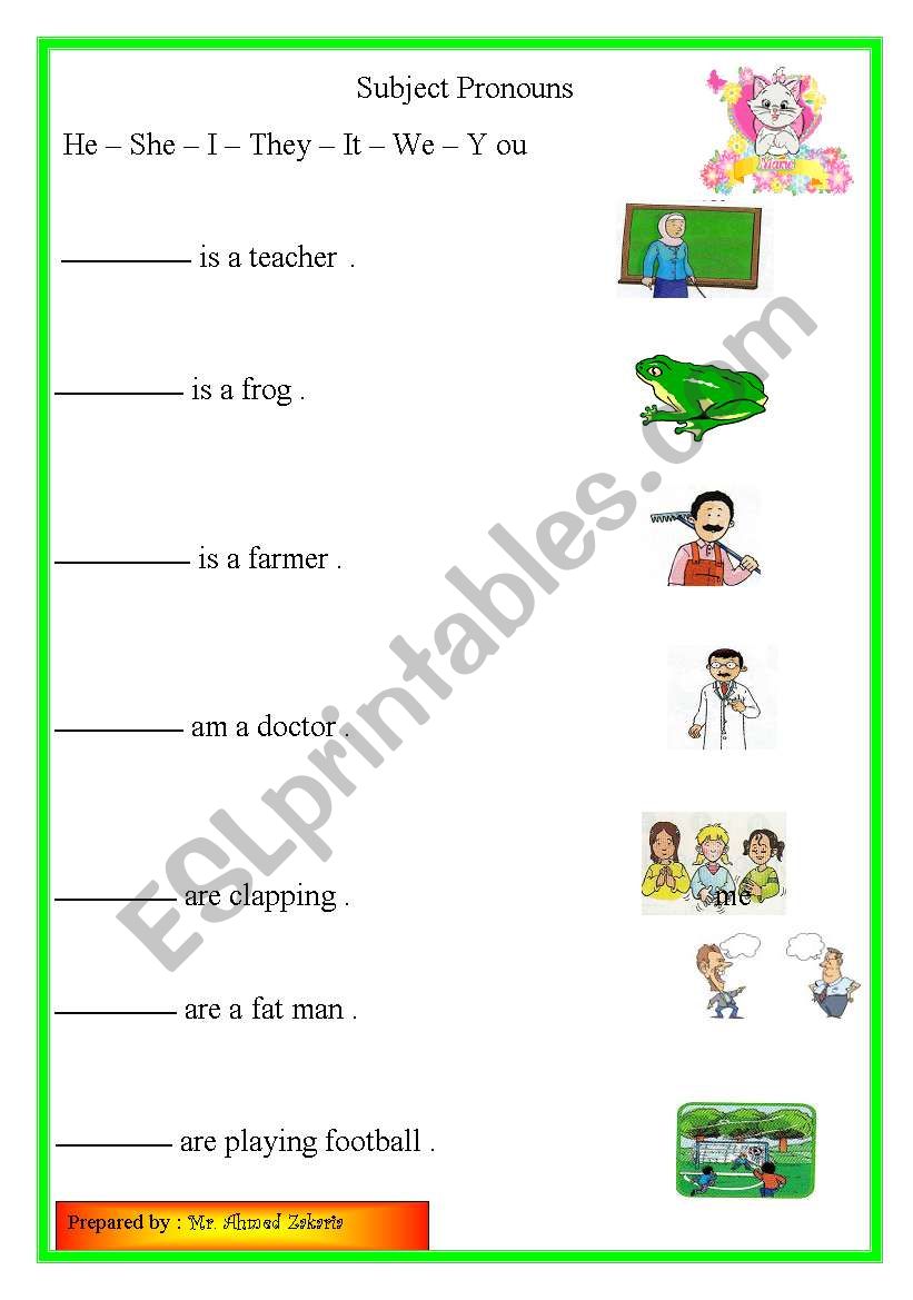 subject pronouns worksheet