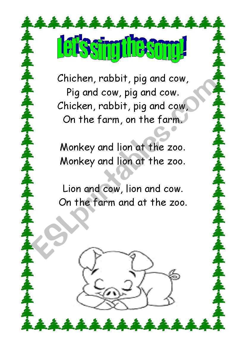 Song (Farm) worksheet