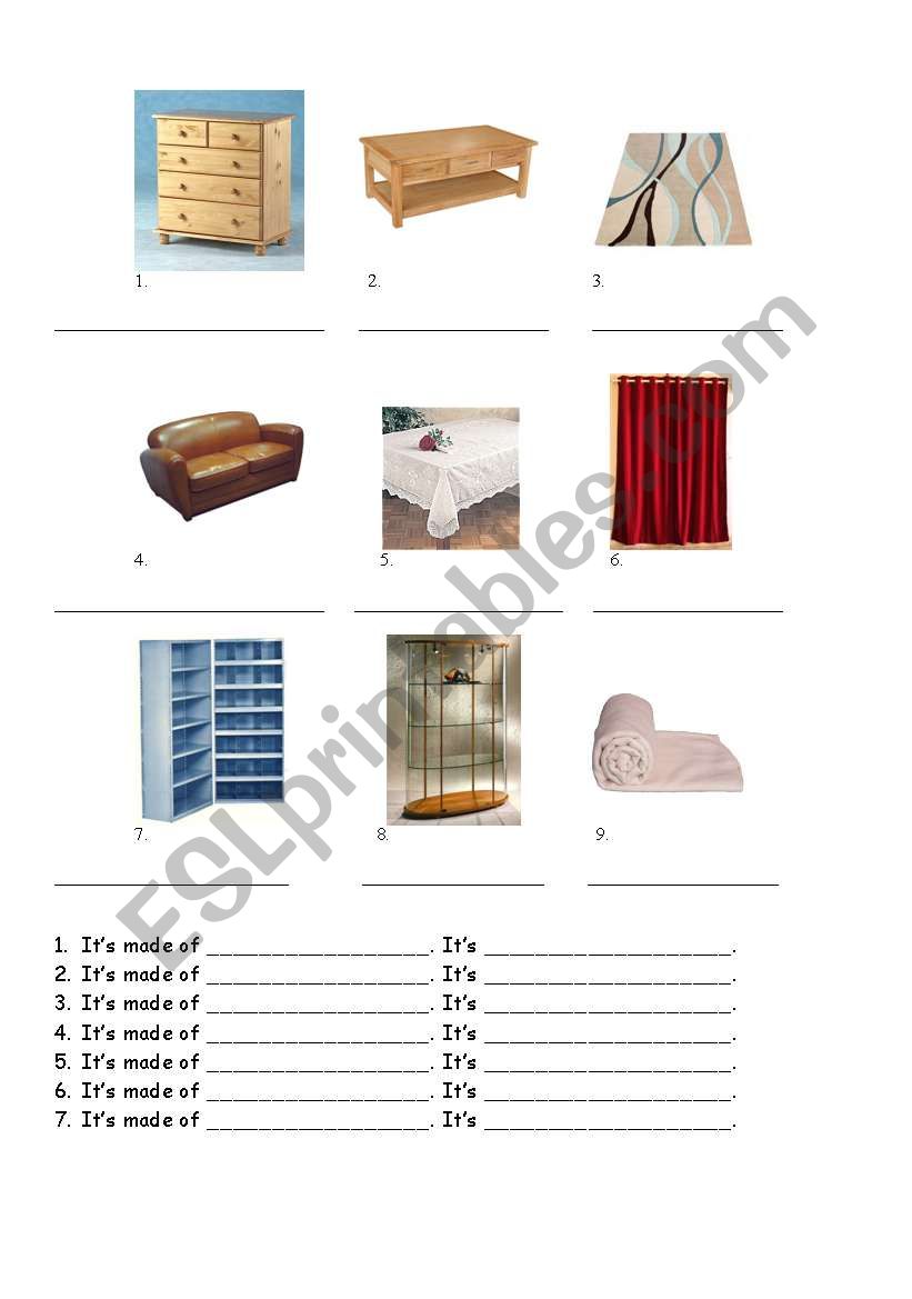 Furniture worksheet