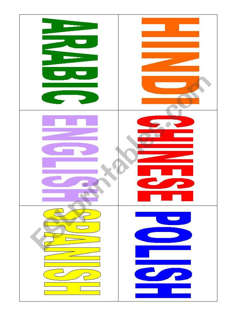 International Languages worksheet