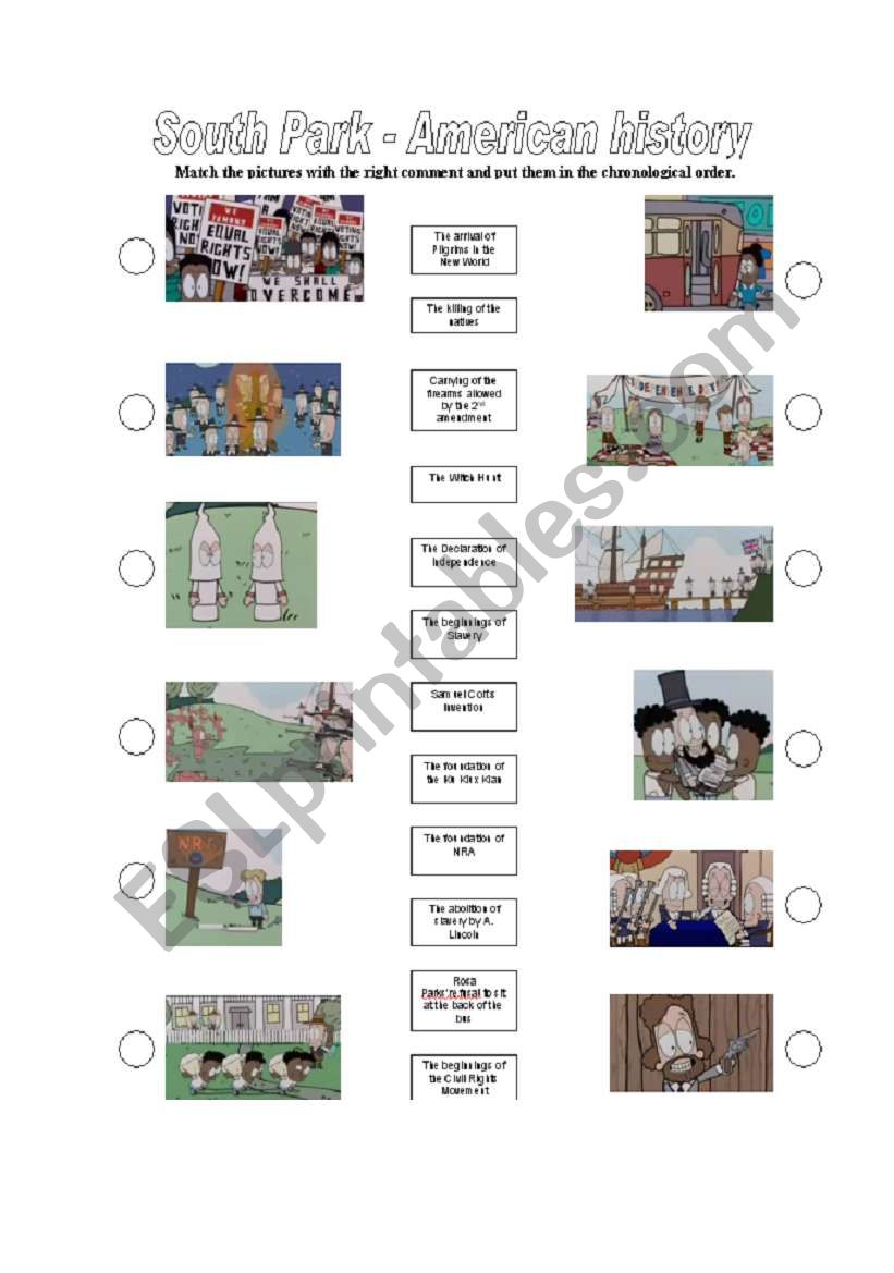 SOUTH PARK - American History worksheet