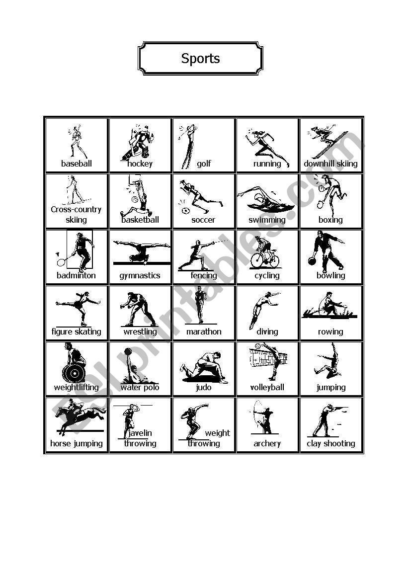 Sports Pictionary worksheet